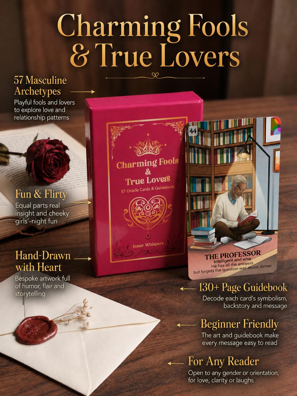 Charming Fools & True Lovers - 57 Love Oracle Cards with Guidebook