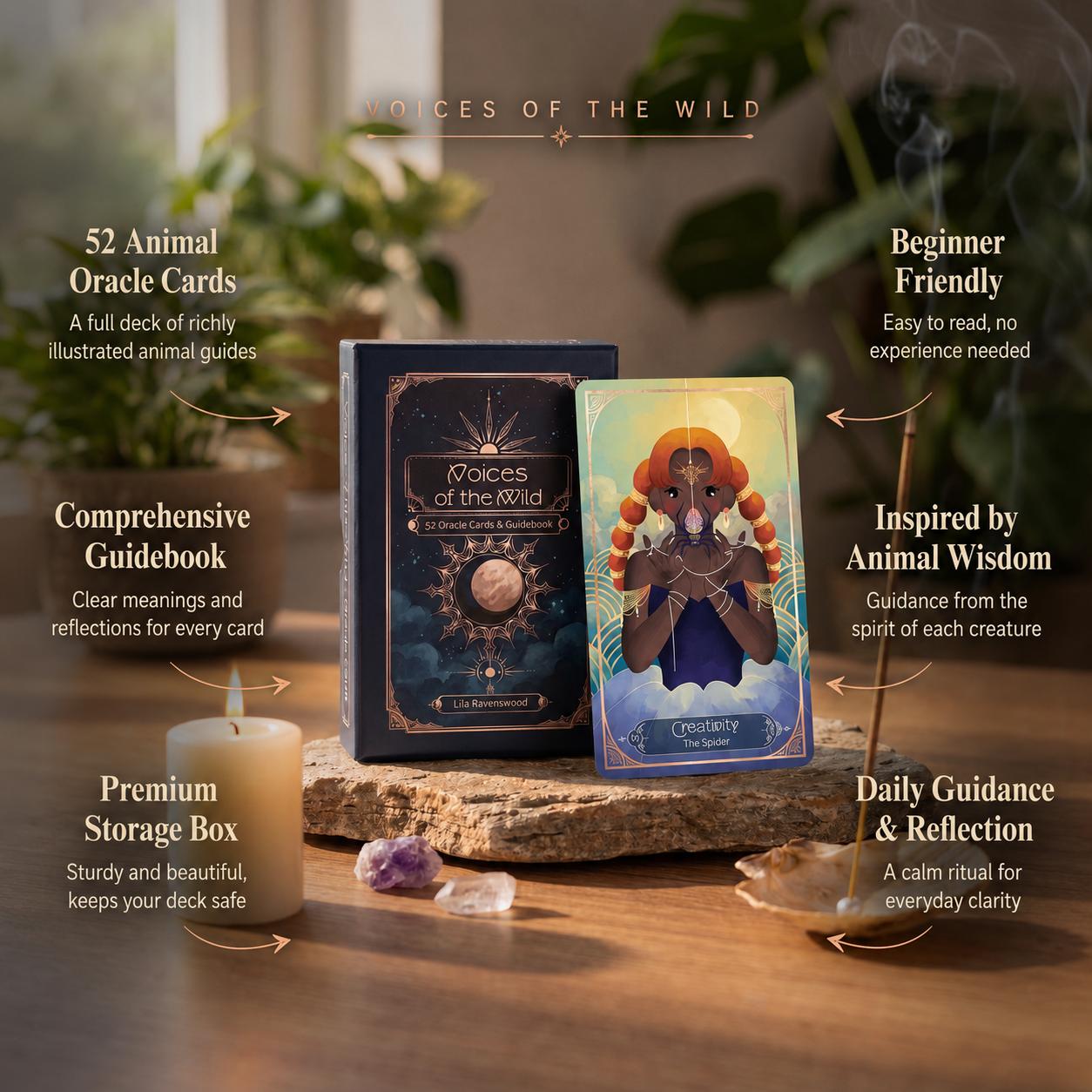 Voices of the Wild - 52 Animal Oracle Cards with Guidebook